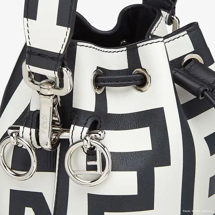 Vintage HOT Bucket Tresor Fendi Capsule White Leather Bag Black Mon In Roma Fendi Mini 0529